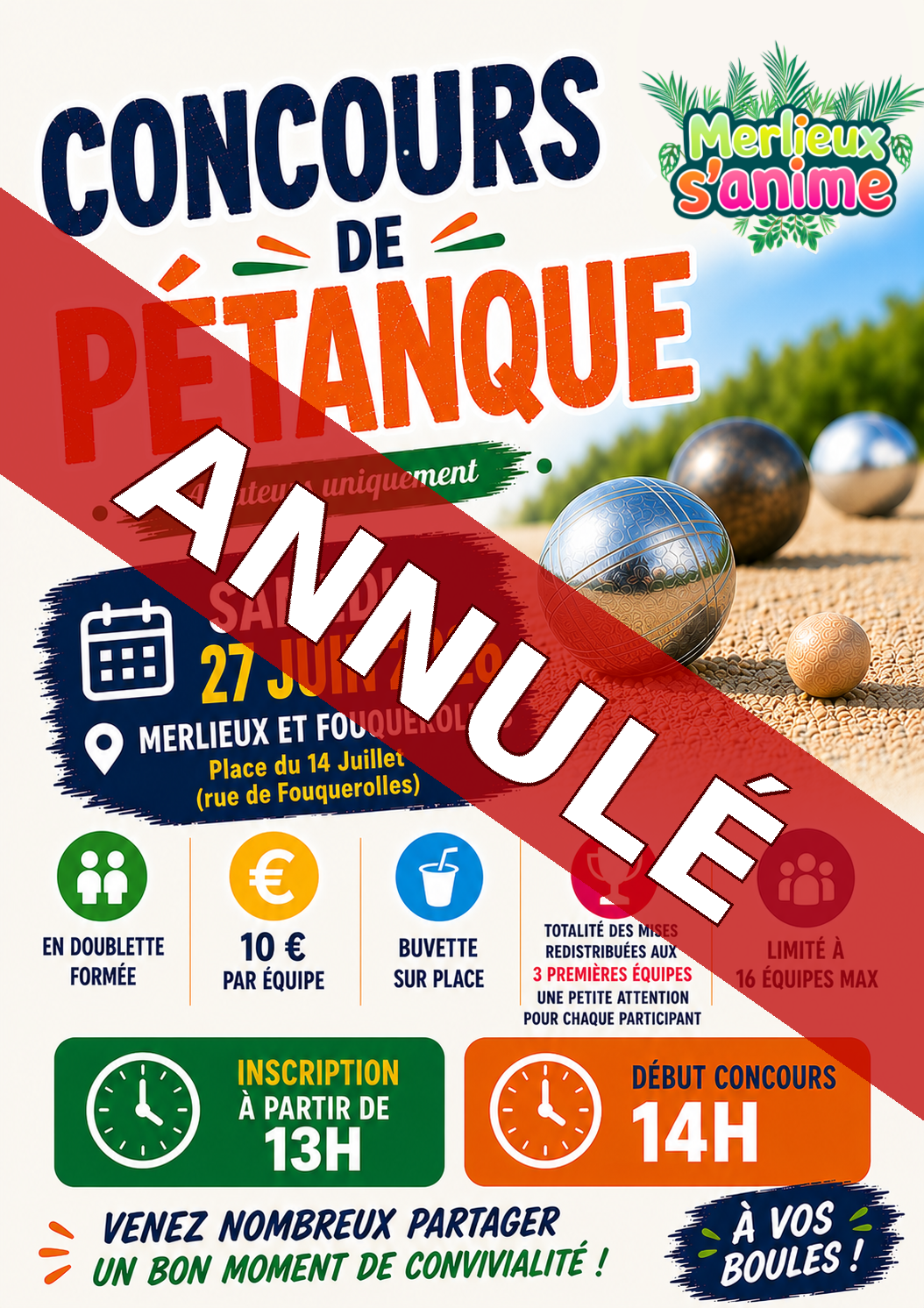 Annulation concours de Pétanque