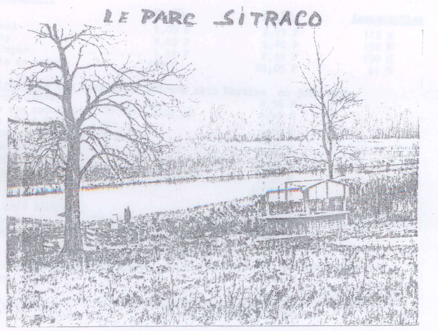 Étang bordé d'arbres dénudés, avec un grand arbre au premier plan et un petit abri en bois au bord de l'eau
